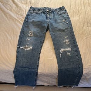 Distressed High Waist Boyfriend Jeans